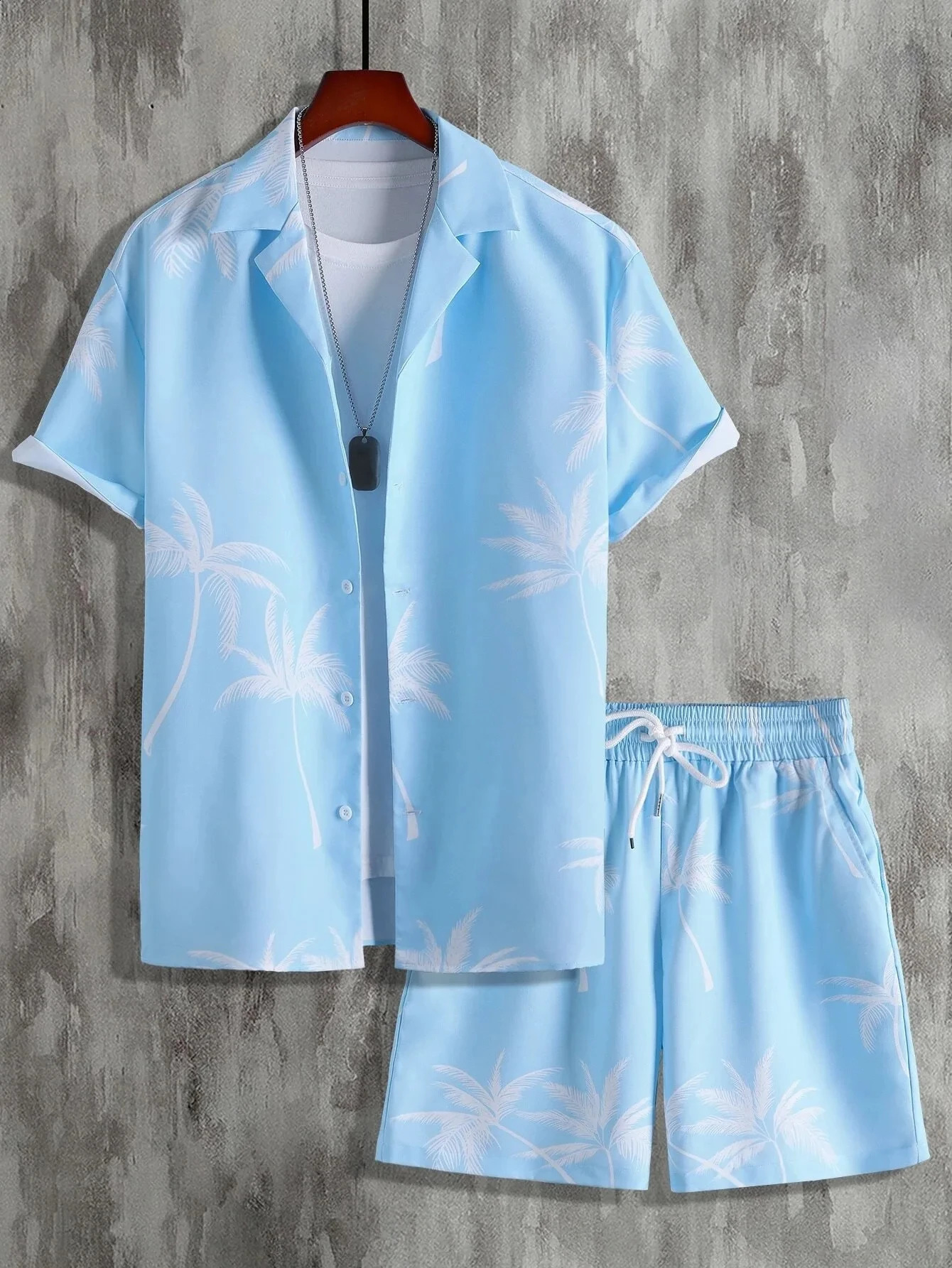Mens Shirt Sets 3d Print Beach Coconut Tree Plaid Lapel Short Sleeve Casual Shirt Beach Shorts Summer Streetwear Hawaiian Suits 250319