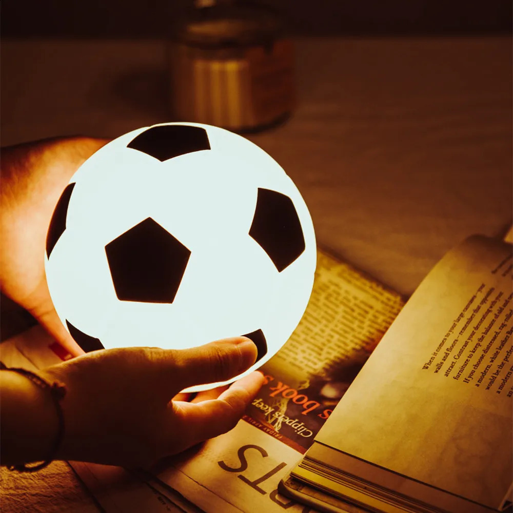 Football Night Light Touch Sensor Dimmable LED Light USB Rechargeable Waterproof Silicone Ball Lamp for Children Baby Toy Gift 250319