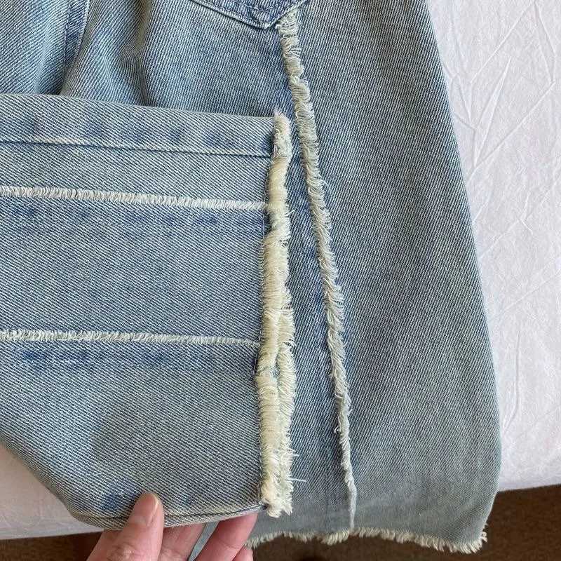 Spring Kids wide leg Spring Pants childrens clothing Trouser girls Tassel jeans Korean loose Trouser casual pantsT250326