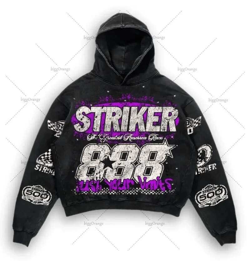 2024 American Style Letter Print Pullover Hoodie Haruku Retro Super Sweatshirt High Street Fashion Ins Top