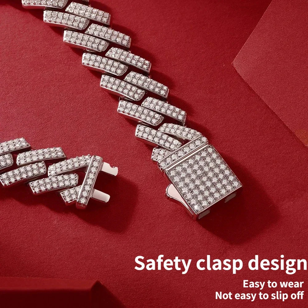 14mm Full Moissanite Cuban Link Necklace Bracelet GRA Certified 100% 925 Sterling Silver Hip Hop Cuban Jewelry for Men Women