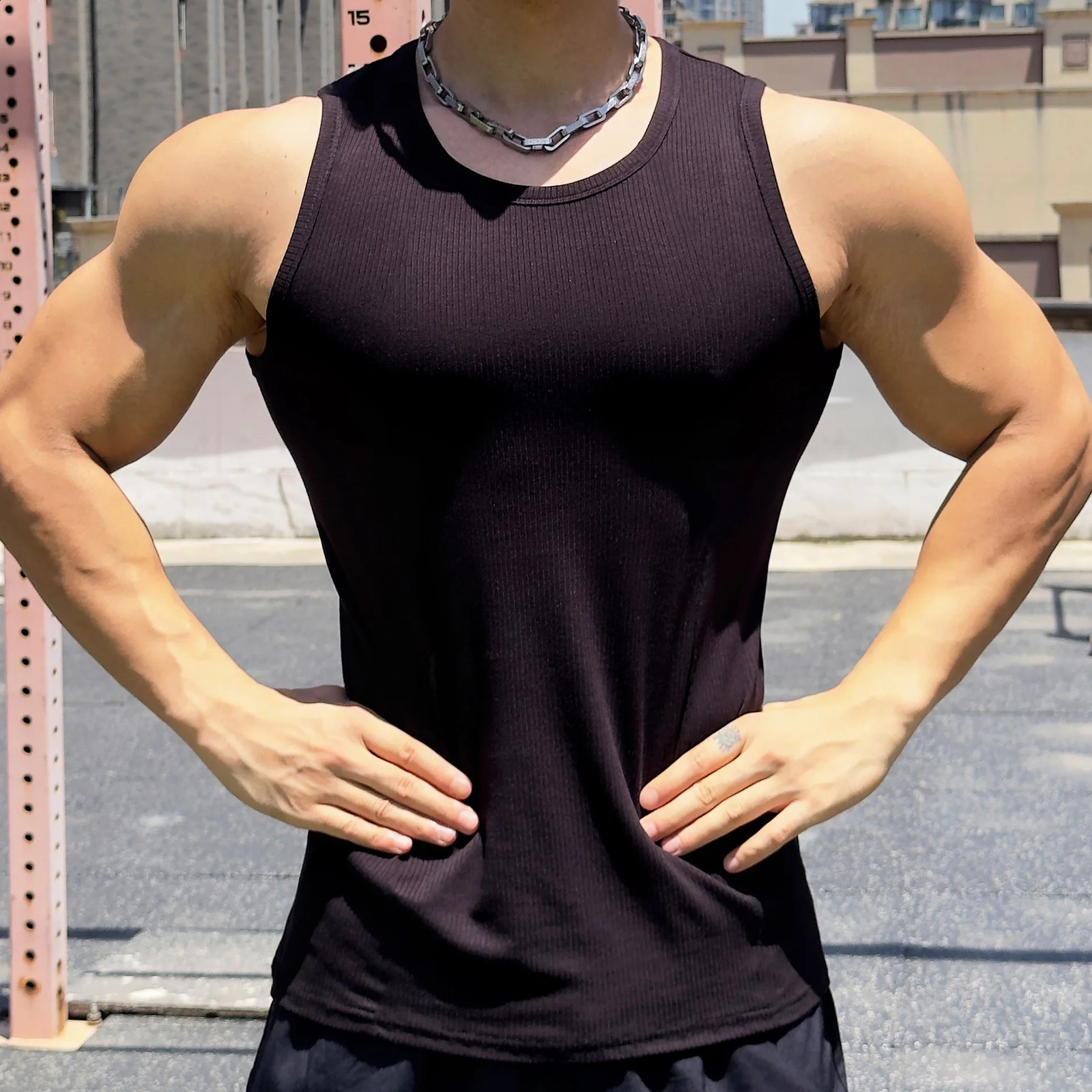 2024 Summer Mens Tank Top Gym Fitness Sleeveless Shirt Casual Sportswear Underwear 250319