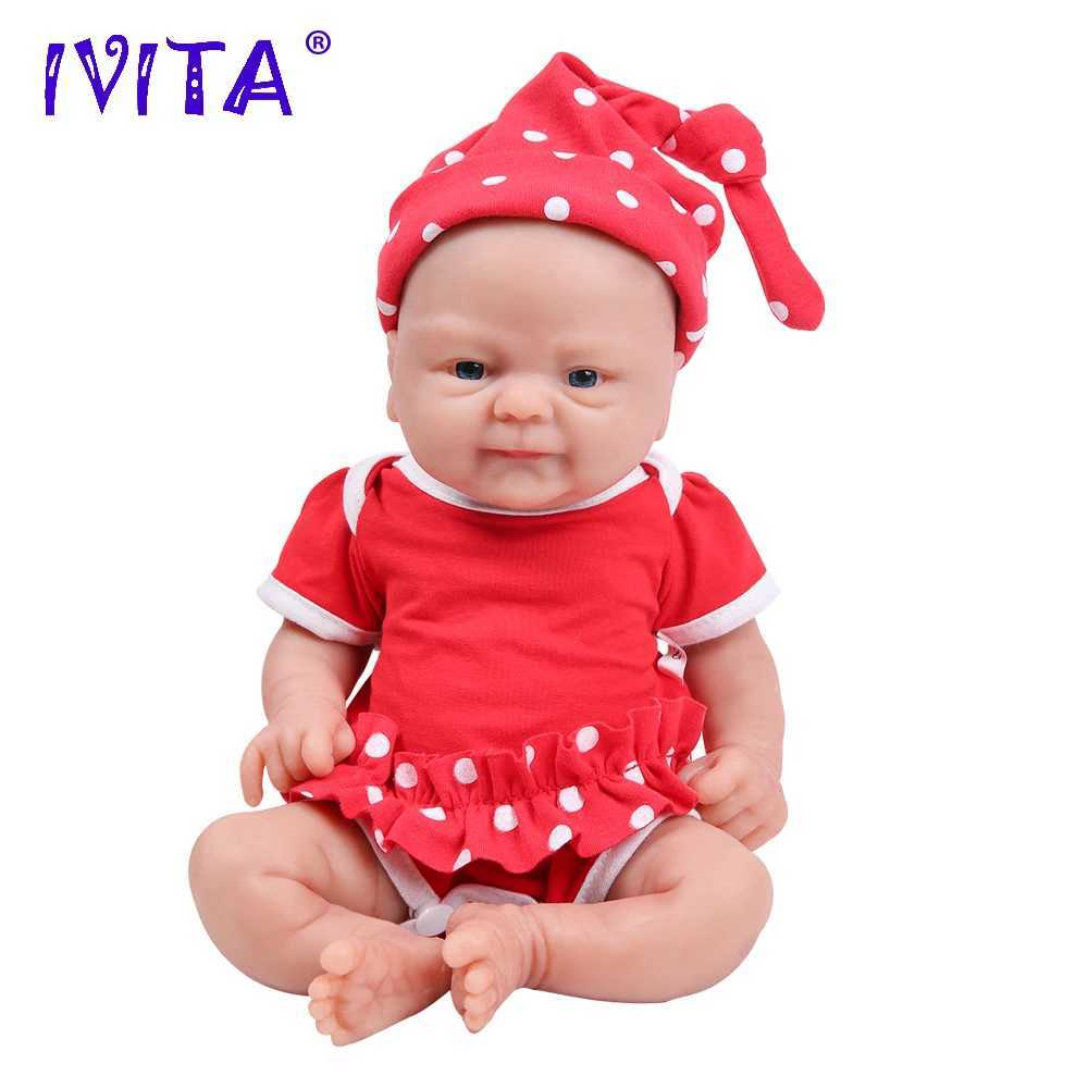IVITA WG1512 36cm 1.65kg All Silicone Baby Rebirth Doll Realistic Girl Baby Toy with 3 Colors of Eyes W250320