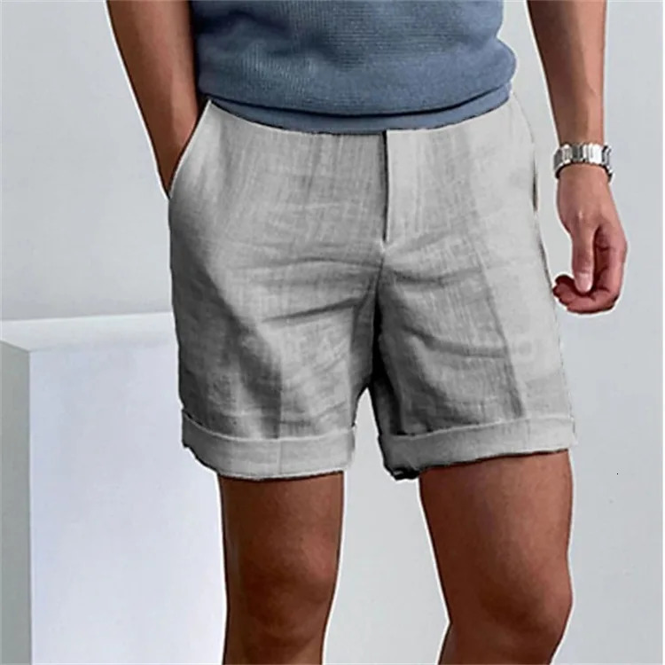 Men Summer Cotton Linen Shorts Breathable Running Gym Shorts Sport Basketball Shorts Beach Sweatpants Man Clothing Streetwear 250320