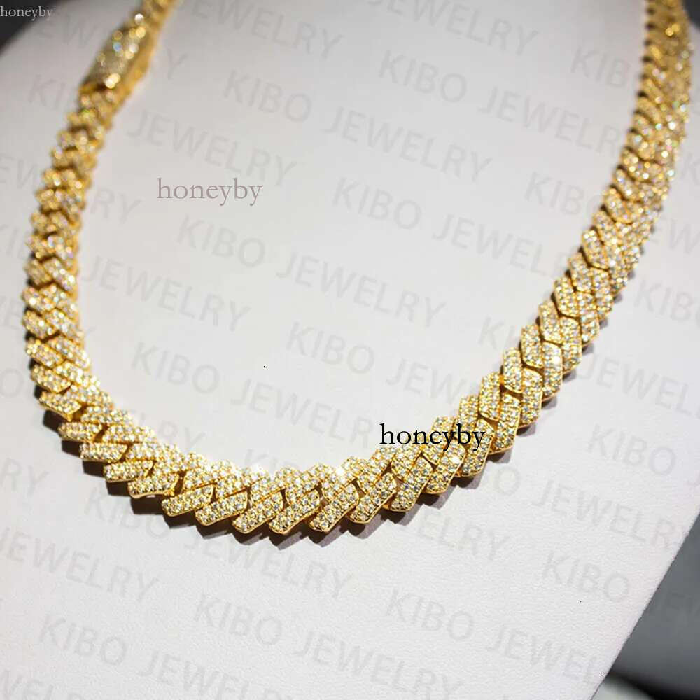 Real Grown Iced Out Hip Hop Jewelry for Men 12mm 10k Solid Gold Lab Dia Cuban k Chain