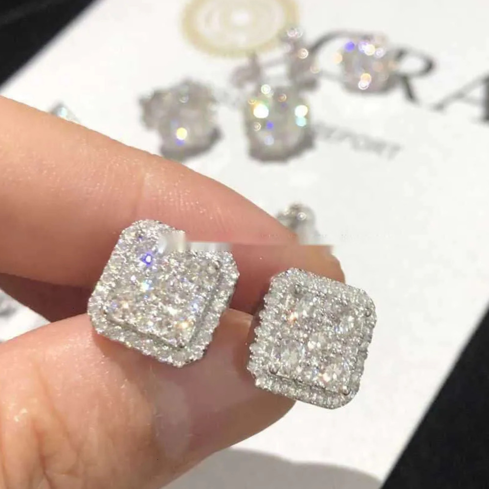 Custom Fashion Finey Jewelry Sterg Sier Earrings Ice Out Vvs Moissanite Dia Earring for Woman