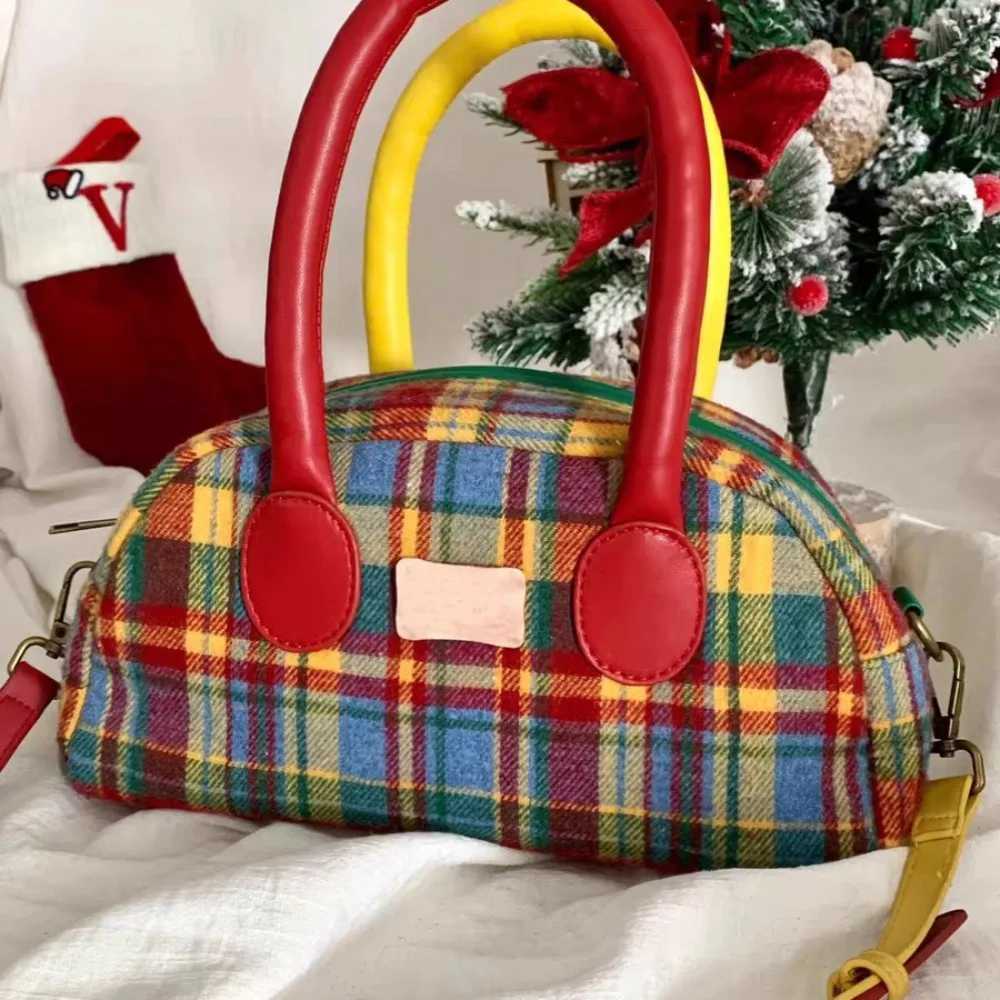 Handbag shoulder bag coin wallet cross shaped bag vintage plaid headphone small coin wallet Christmas coin wallet moms gift Y250319