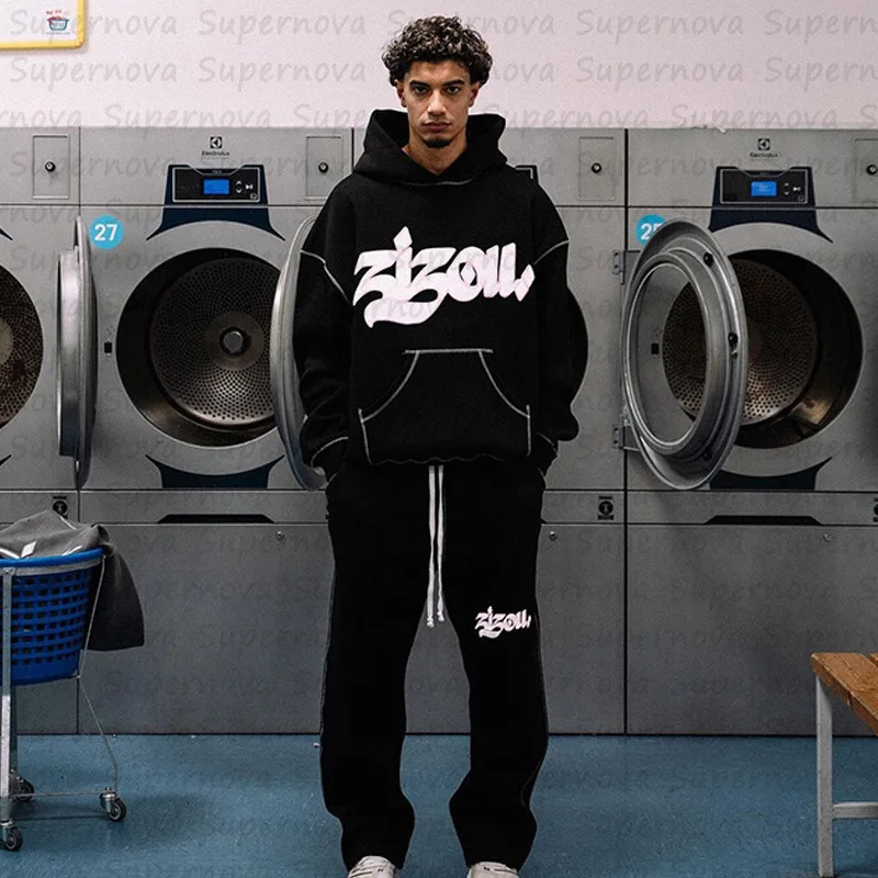 2024 Hoodie Letter Printing Gothic Punk Street Mens Sportswear with Extended Sleeves Super Large Zipper Y2K 250320Z