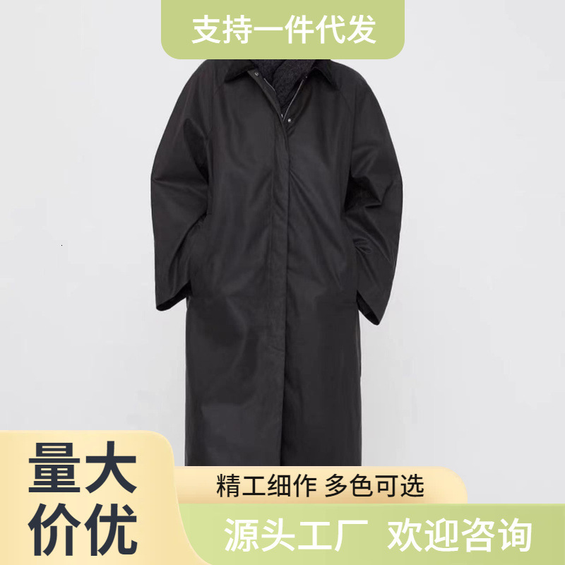 Nordic Swedish Totem workwear style A-line version medium long windbreaker silhouette clip cotton coat jacket women's clothing