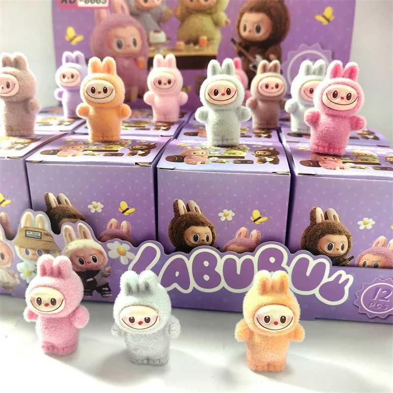 Resin Labubu plush pattern cute bead blind bag desktop decoration pendant 4cm mini doll keychain blind boxXJ250319