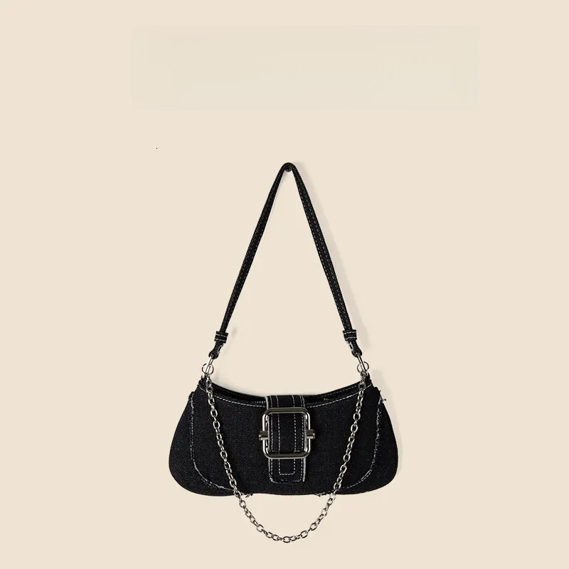 2025S Fashion Designer New Trendy Chain Denim Shoulder Girls High end And Niche Style Underarm Bag Summer Versatile For Women