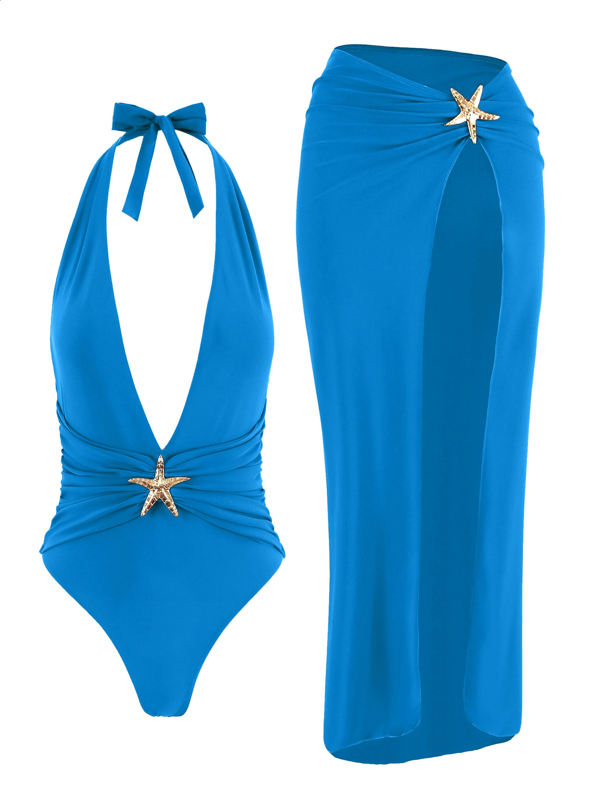 2 Piece Swimsuit Women Starfish Swimwear Vacation Dress Beachwear Female Nightclub Party Outfits Resortwear Monokini Biquini K59 250319