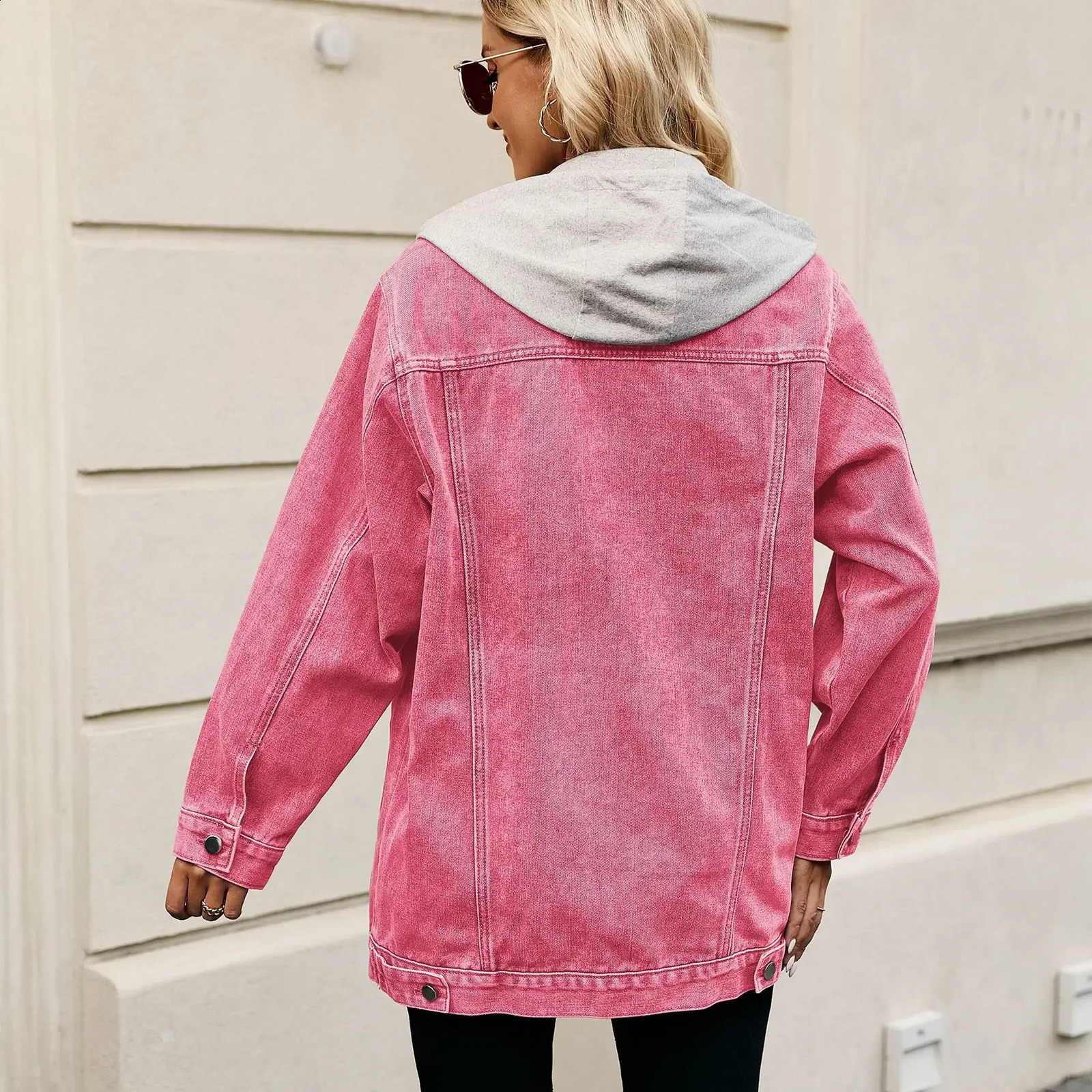 Womens denim jacket lapel streetwear Y2k top cardigan wool sweater blue jeans basic loose buttons retro style 250319