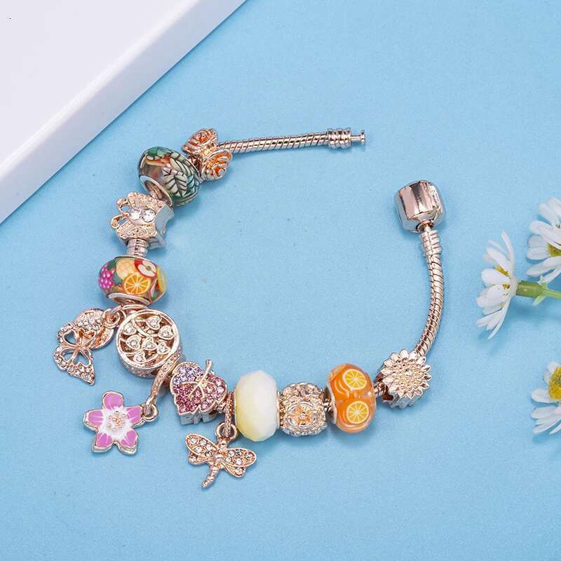 Summer Styles Charm Bracelets Fits DIY Flower Dragoy Heart Beads Bracelet Bangles For Women Men Bijoux Pulseras Jewelry Gift