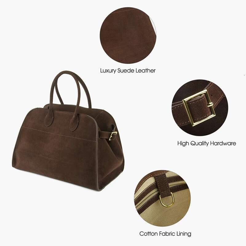 Donna-In Natural Suede Handbag For Women Nubuck Cow Leather Large Capacity Casual Tote Bag Solid Commute