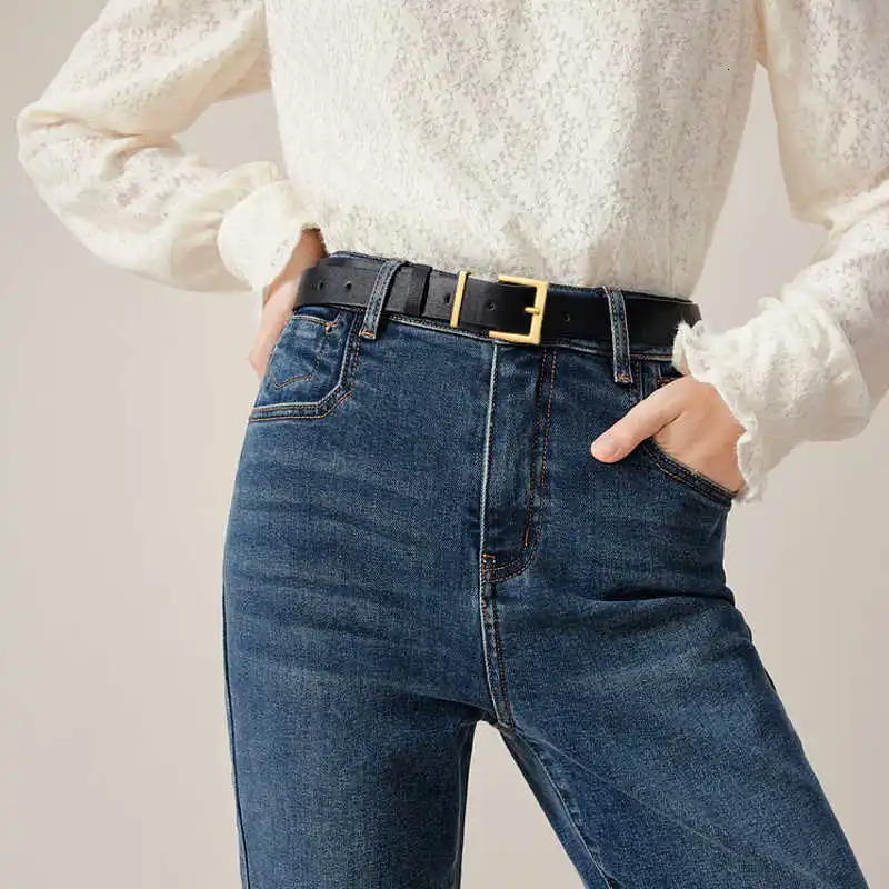 Double Genuine Leather Belt for Women Jeans Casual Dress Square Alloy Buckle Ladies Trendy Belts Fashion Waistband 250320
