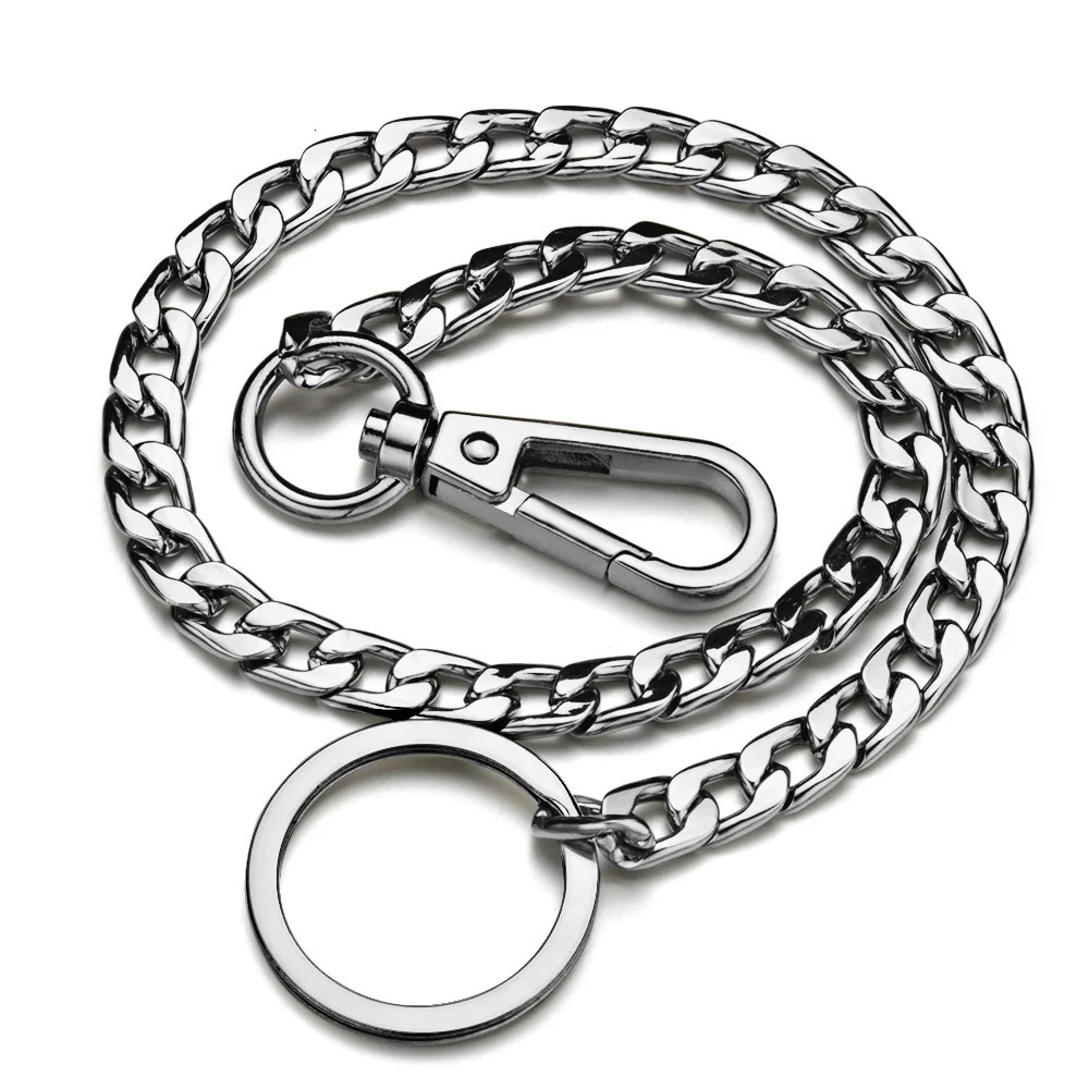 42CM Long Metal Keychain Wallet Belt Chain Rock Punk Trousers Hipster Pant Jean HipHop Jewelry Mens Key Ring Chain K414 250320