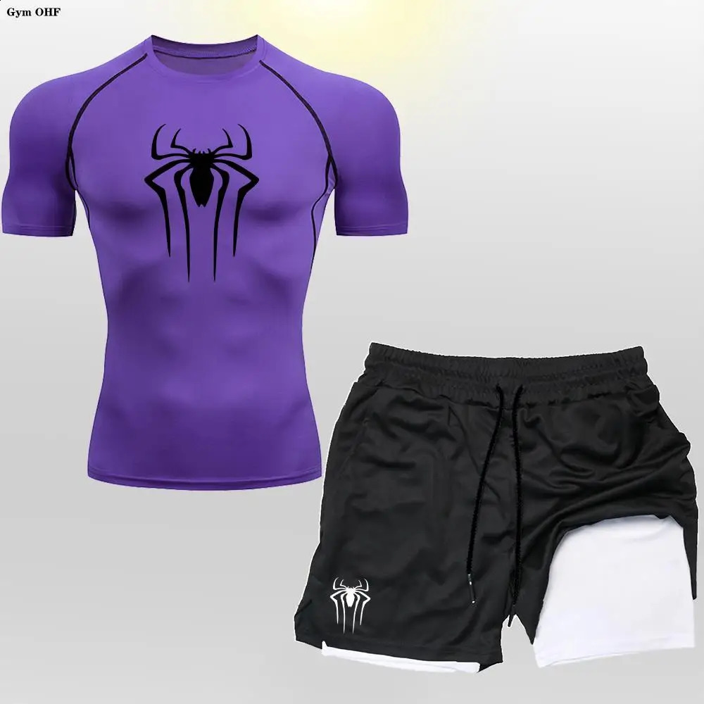 MMA Jiu Jitsu Bjj TshirtShorts Set Rashguard Mens Boxing Shirt Fitness Running Training Track and Field Clothes 250319