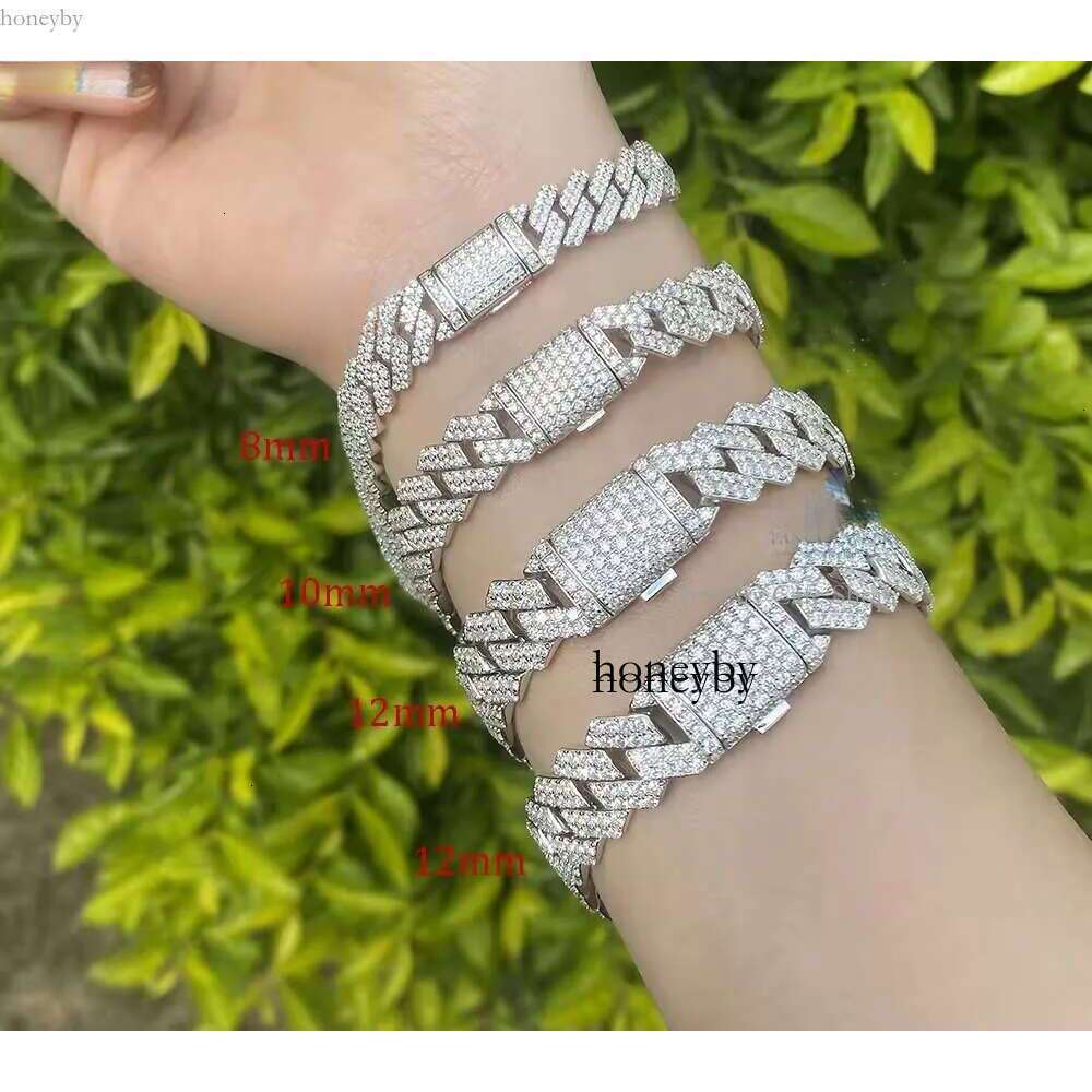 Charm 6mm Width Bracelets Fashion k Hip Hop Miami S Cuban Chain Iced Out Moissanite Bracelet Sier Pass Dia Tester for Men Women Valentine Gift