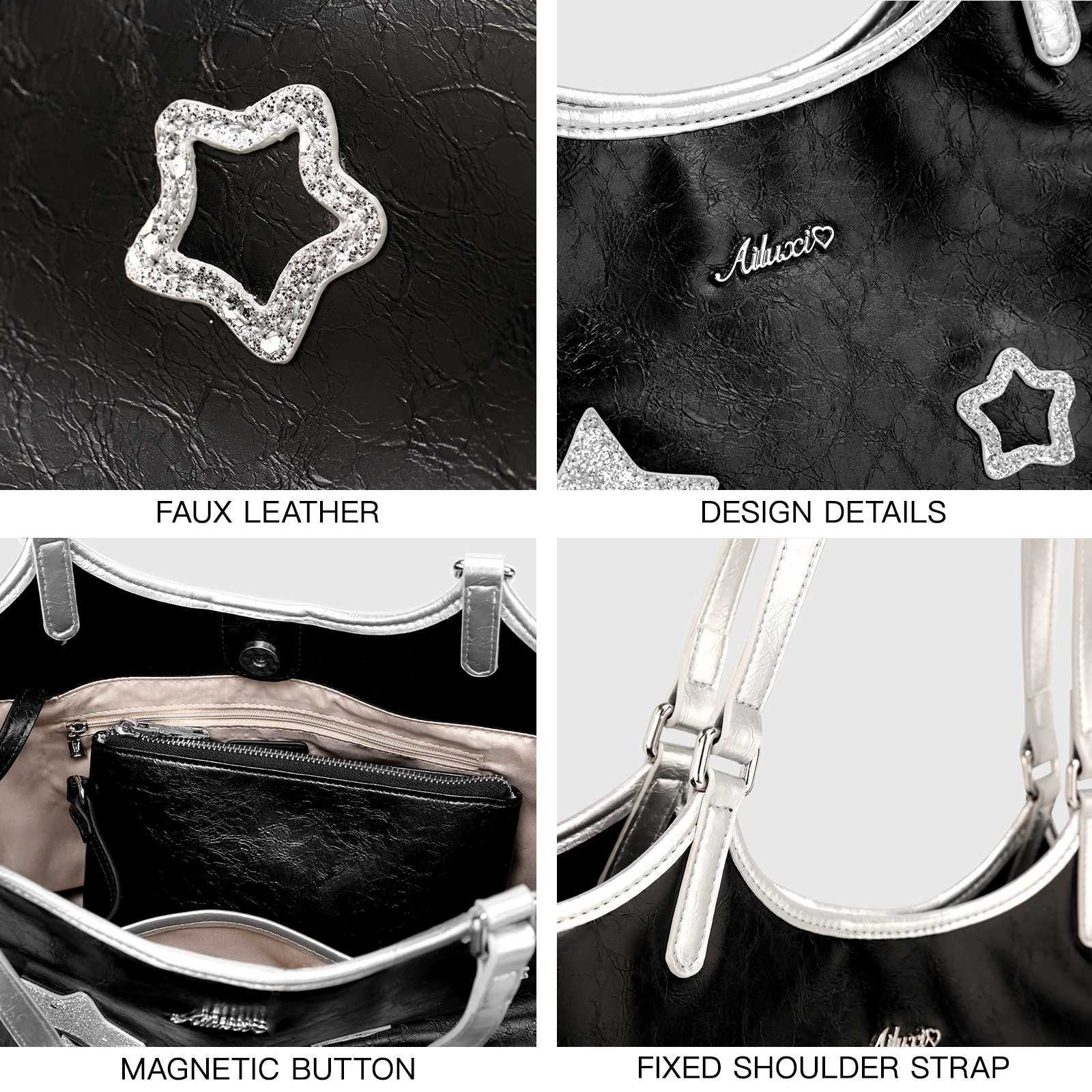 AILUXIs new large capacity underarm shoulder bag with cute star shaped printing for daily commuting Y250319
