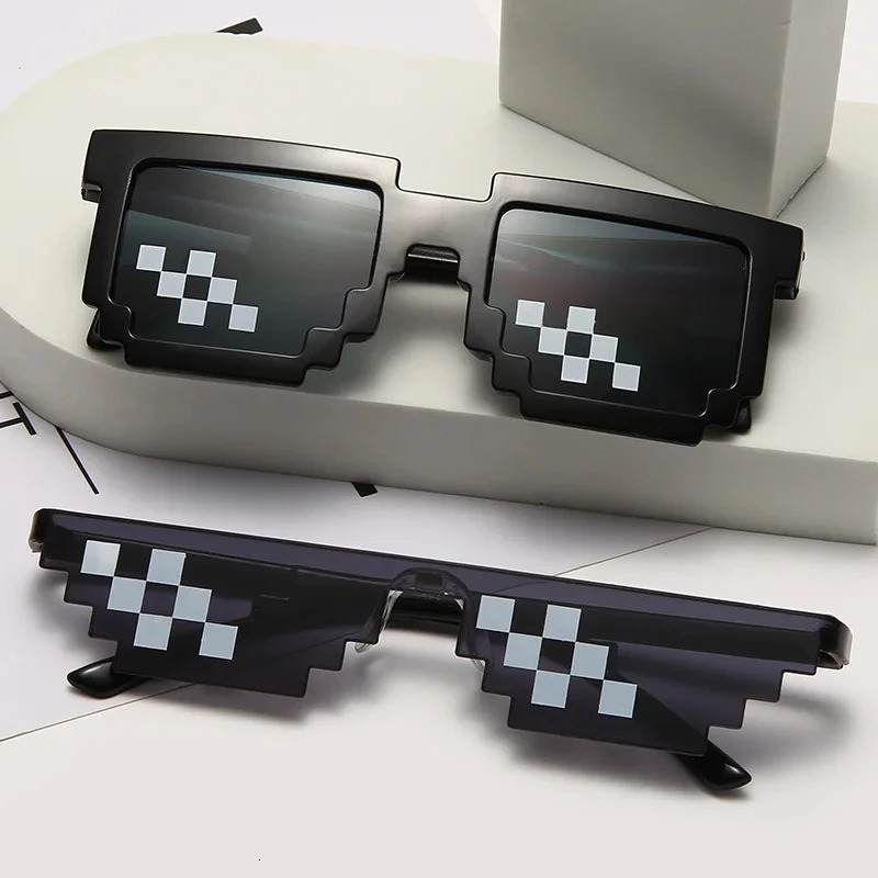 Mosaic Sunglasses For Mens Womens Pixel Black Retro Gamer Robot Sunglasses Cool Party Vintage Shades Eyewear 250320