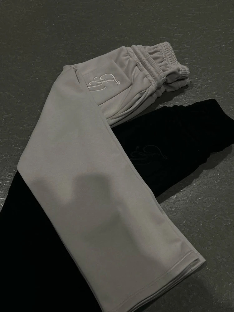 Unisex Fashion Pants Two Piece Pants 2025 Spring Double Waist Pants Loose Drawstring Pants Embroidered Waist Pants 250319