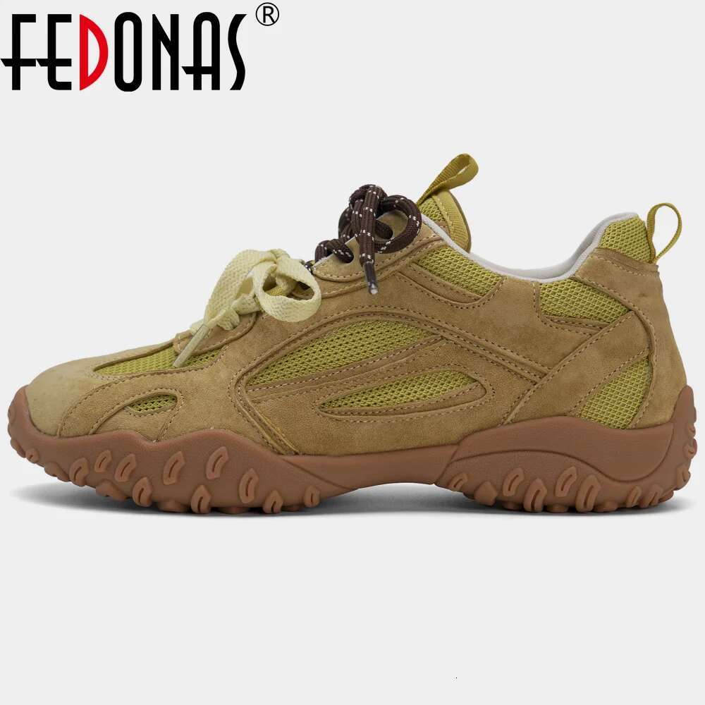 2025 With Box Designer shoes sneakers FEDONAS Thick soled Women's suede sneakers