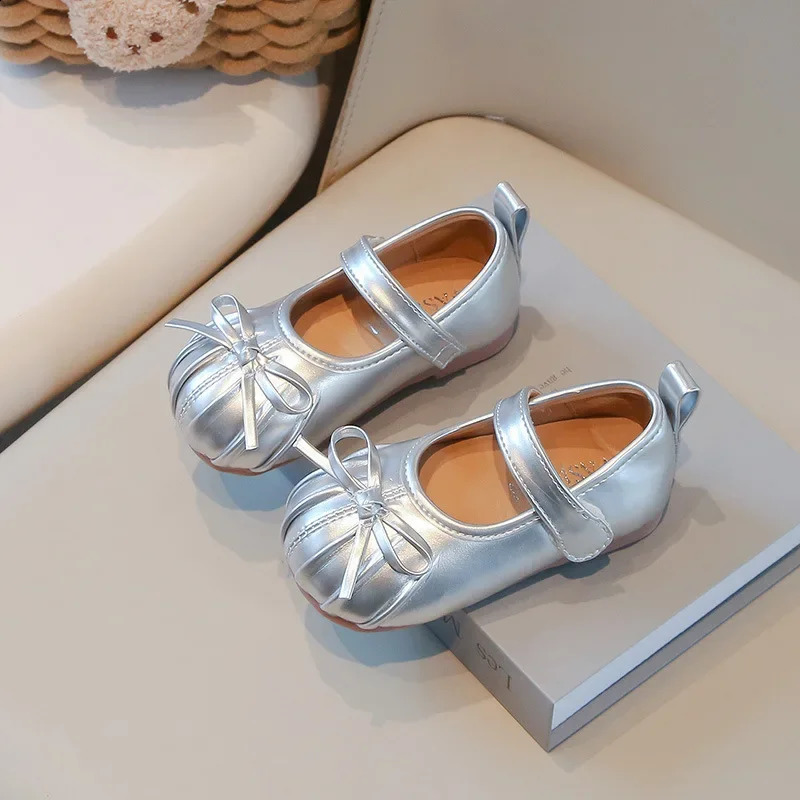 Fashion Bow Girl Princess Shoes Spring Baby Kids Walking Shoes Soft Sole Childrens Flat Leather Shoes 1-3 Year Old 250319