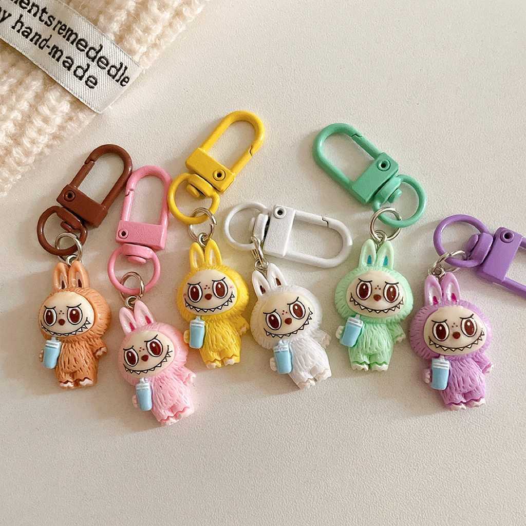 Cartoon Labubu Little Sheep Keychain Pendant Cute Labubu Water Cup Doll Bag Car Keyring Accessories Festival Gift Friends WomenXJ250319