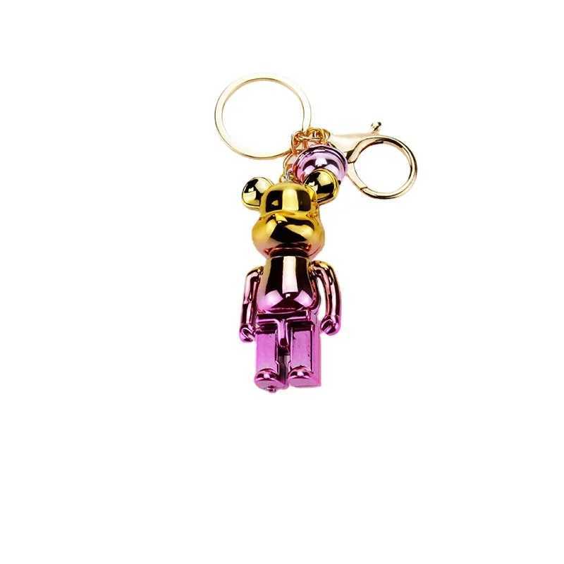Influencer Gradient Violence Bear Keychain Acrylic Hanging Bag Pendant Creative Accessories Key Chain Birthday GiftXJ250319