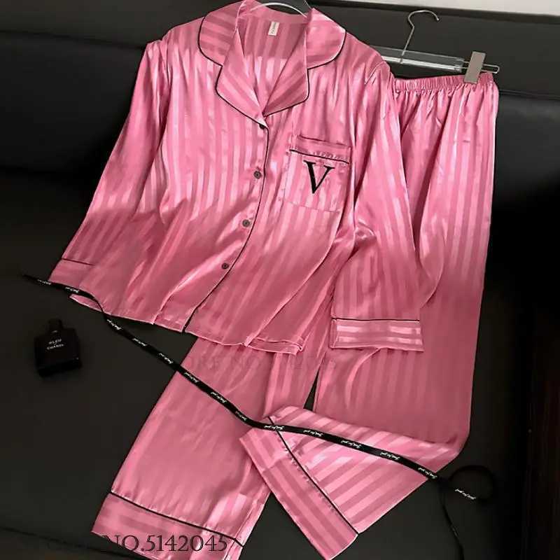 Female Pajamas Loungewear Two-Piece Set Spring Autumn New Rayon Sleepwear Pyjama Pour Femme Sexy Loose Home Clothes LingerieC250319