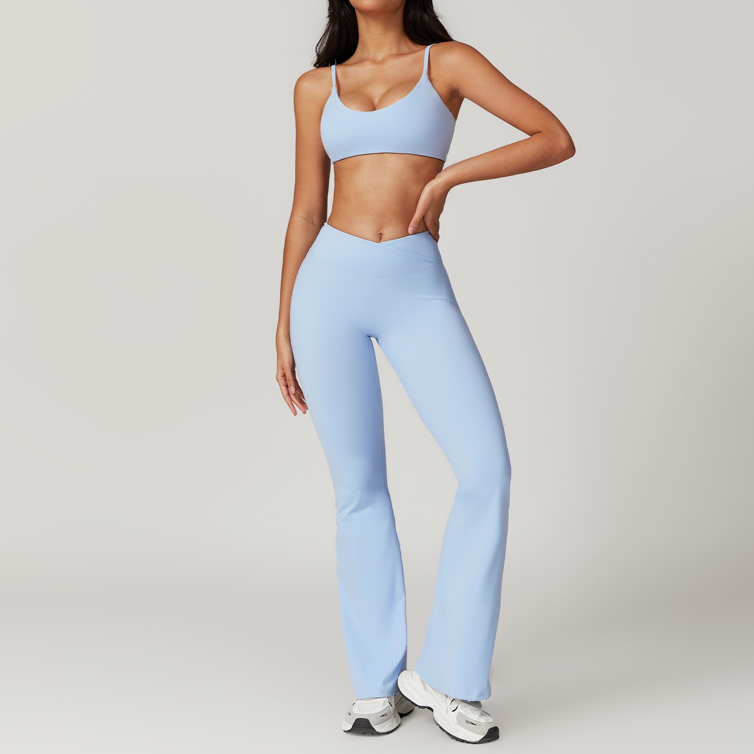 Top Yoga Set Seamless Top Sports Bra+Tight Pants High end White Low Back Dance Yoga Set Summer Women's Running Fitness Gym Pilates Set