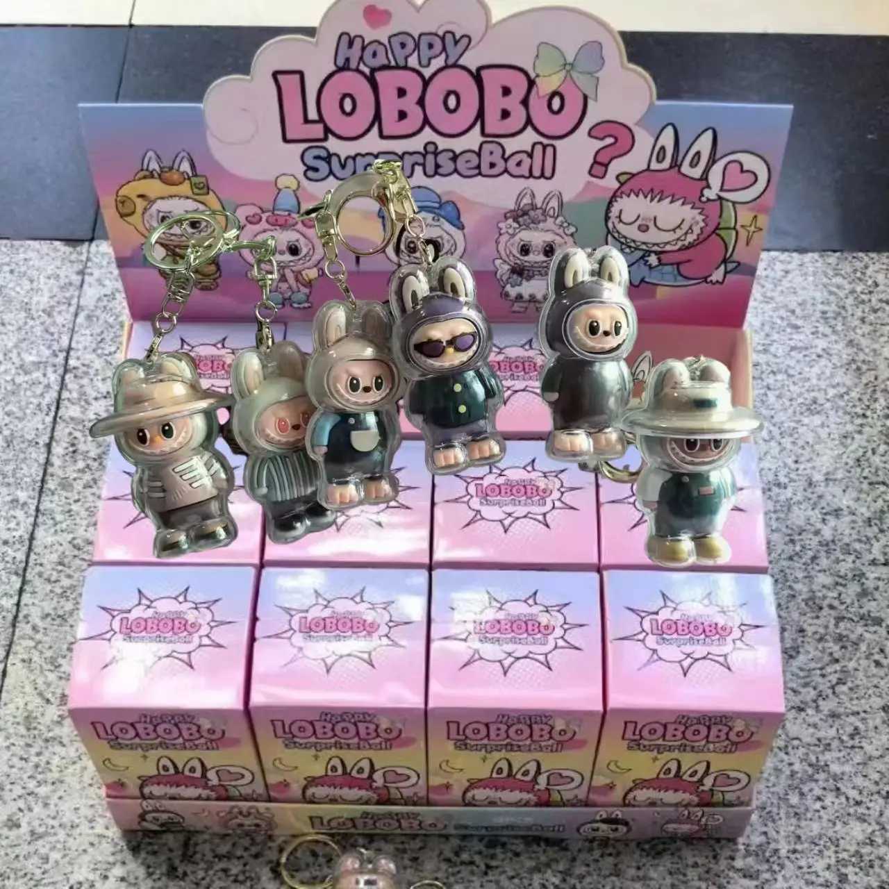 New Labubu Keychain Blind Box Toy Backpack Pendant with Protective Box Blind Box Hot Kavay Cartoon Bag Mystery Box Childrens ToysXJ250319