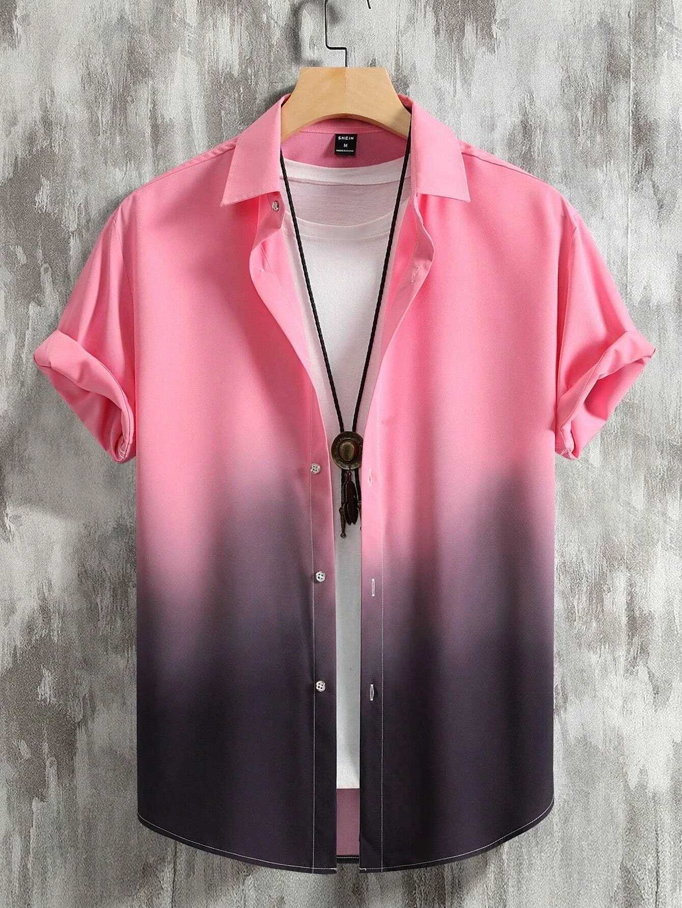Mens summer clothing gradient design graphic 3D printing shirt short sleeved top loose casual Hawaiian shirt M250320
