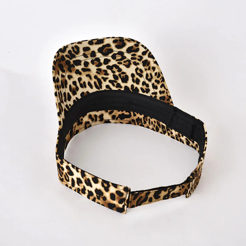 Vintage Leopard Print Sunshade Hat for Women Summer Sports Tennis Golf Hats Outdoor Breathable Empty Top Sun Visors 250320