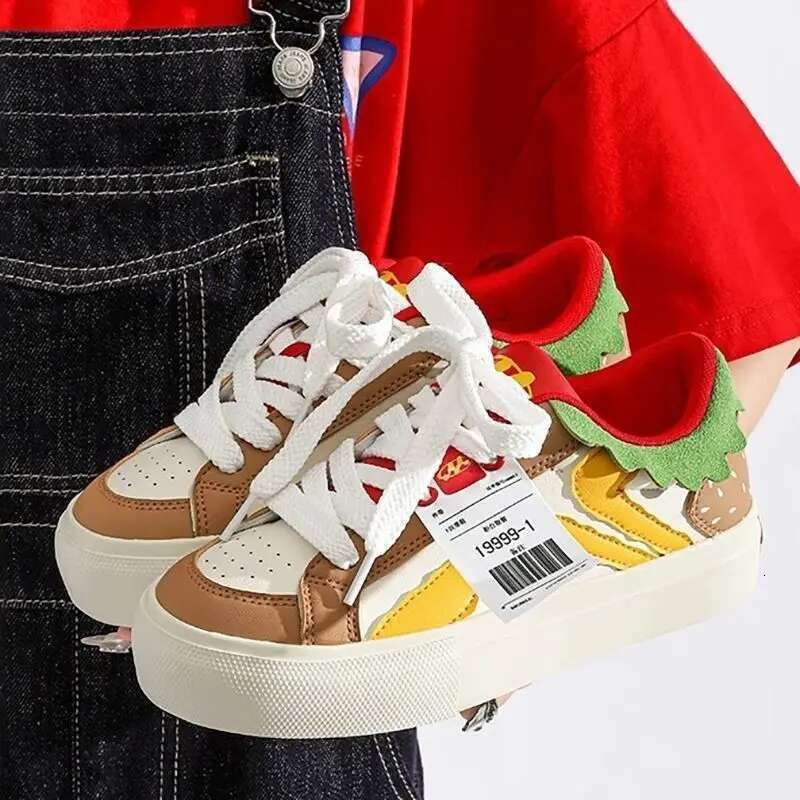 2025 With Box Designer shoes sneakers Korean style hamburger printed shoes