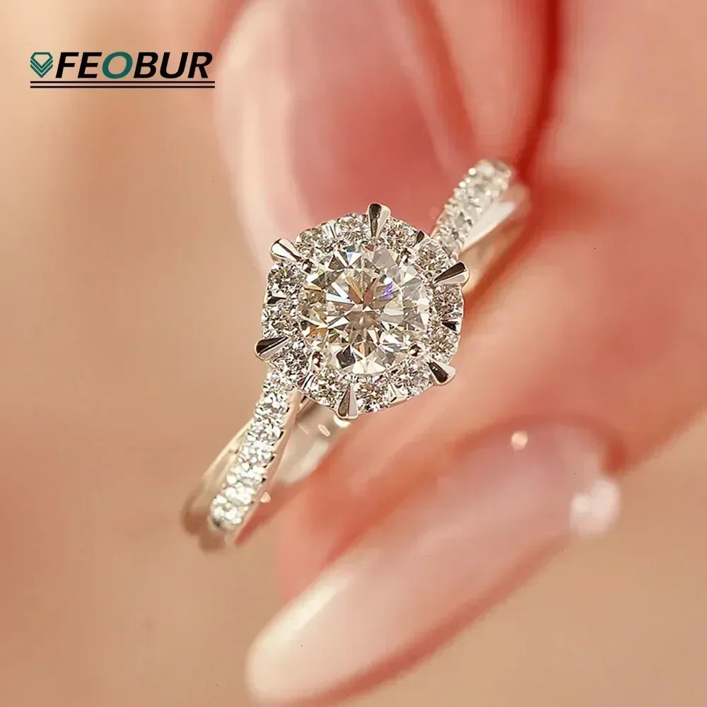 1CT GRA Certified Moissanite Engagement Ring for Women Lab Diamond Twisted Arm Wedding Promise Band 925 Sterling Silver Rings