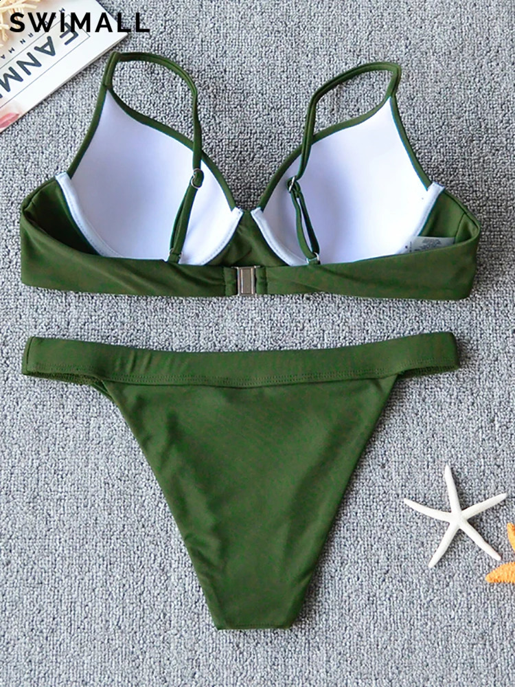 2025 Sexy Push Up Bikini Swimsuit Women Swimwear Twopiece Set Solid Halter Bathing Suit Beach Wear Female Biquini 250319