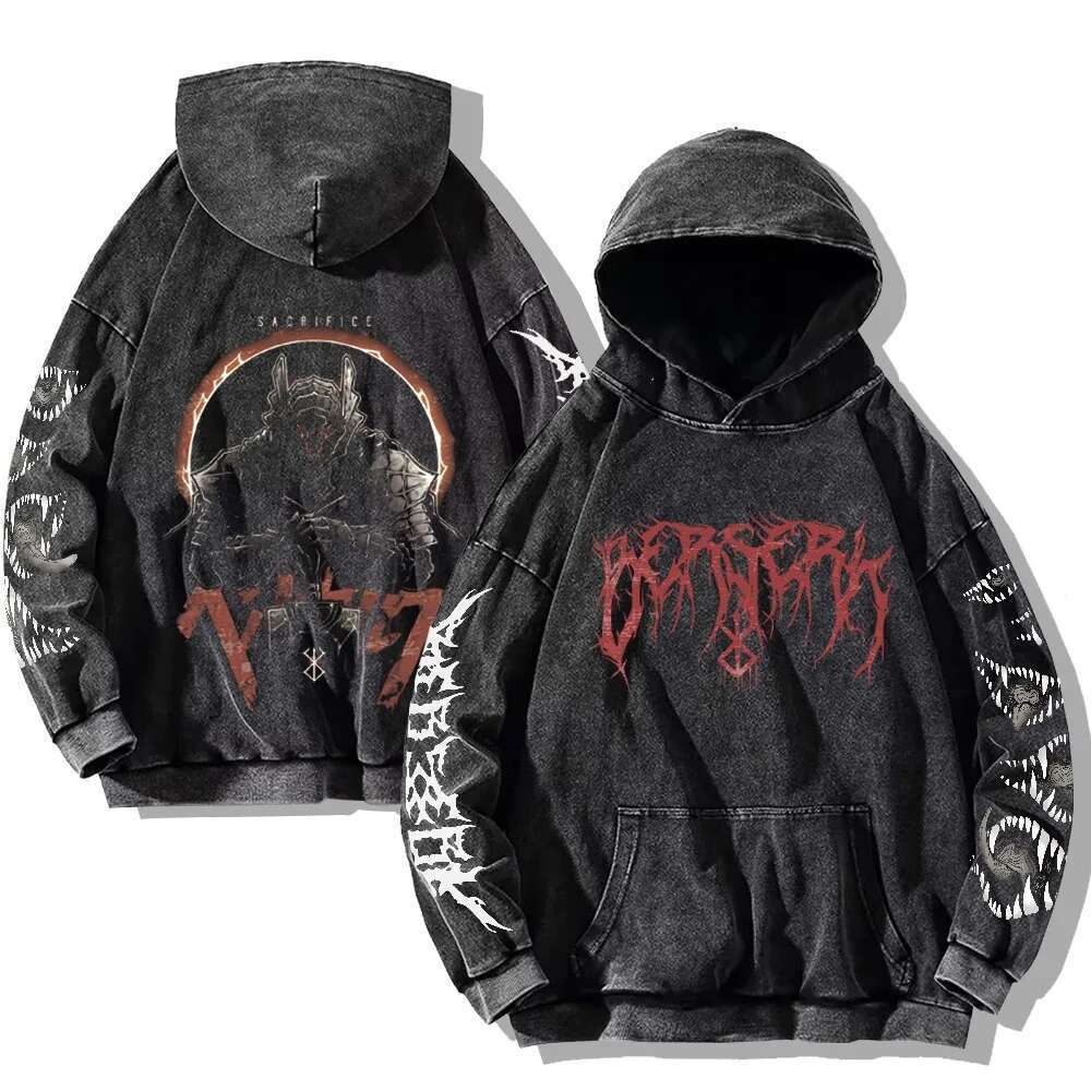 Berserk Anime Retro Pickled Hoodie Hoodie Fashion Cotton Sweater Men's and Women's Hip Hop Hoodie Oversized Clothing