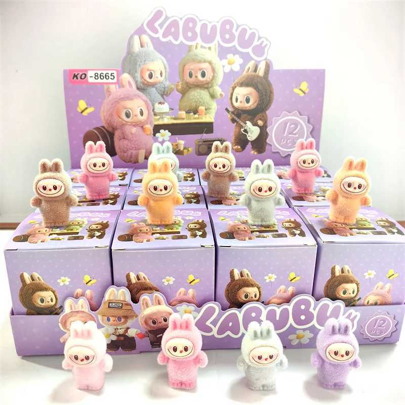 Resin Labubu plush pattern cute bead blind bag desktop decoration pendant 4cm mini doll keychain blind boxXJ250319