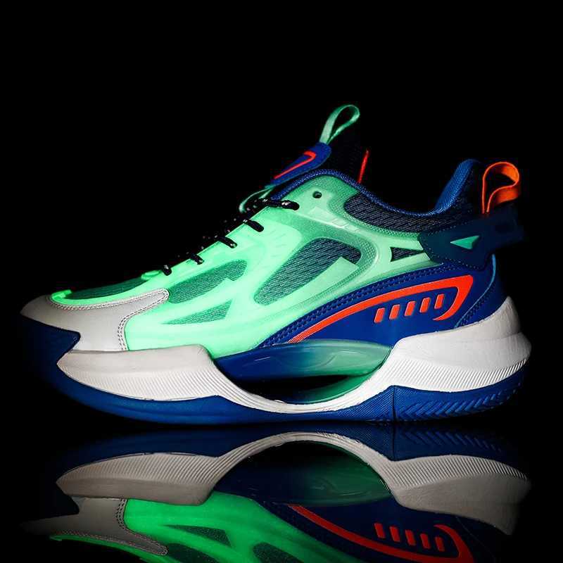 Fashionable and shiny basketball shoes mens professional training sports shoes anti slip basketball sports shoesW250320