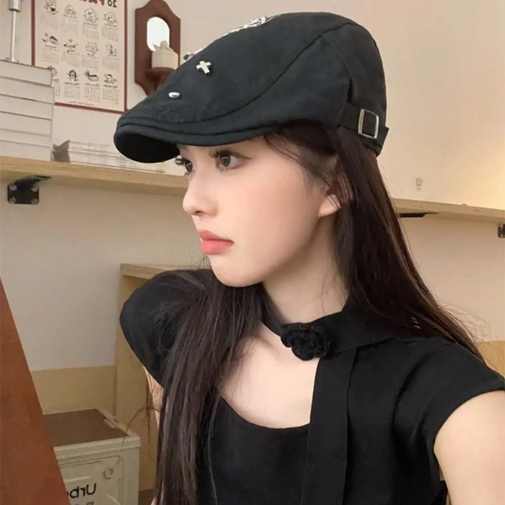 Retro Leopard Print Star Leopard Beret Y2K British Painter Hat sboy Caps Korean Style Peaked Cap Streetwear 250320