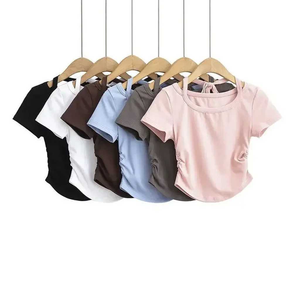 Girls Short Sleeved T-Shirt Kids Slim Top Tees Teenagers Shirts 2024 Summer 2 To 12Yrs Childrens Clothing Korean StyleT250320