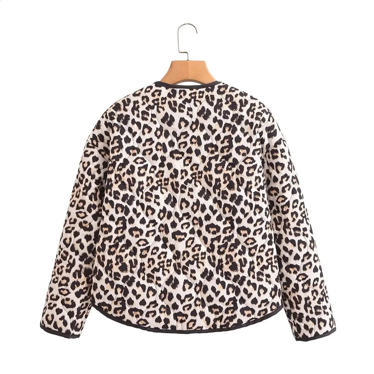 Womens thick winter cotton jacket with leopard print comfortable and warm casual style Chinese 250319