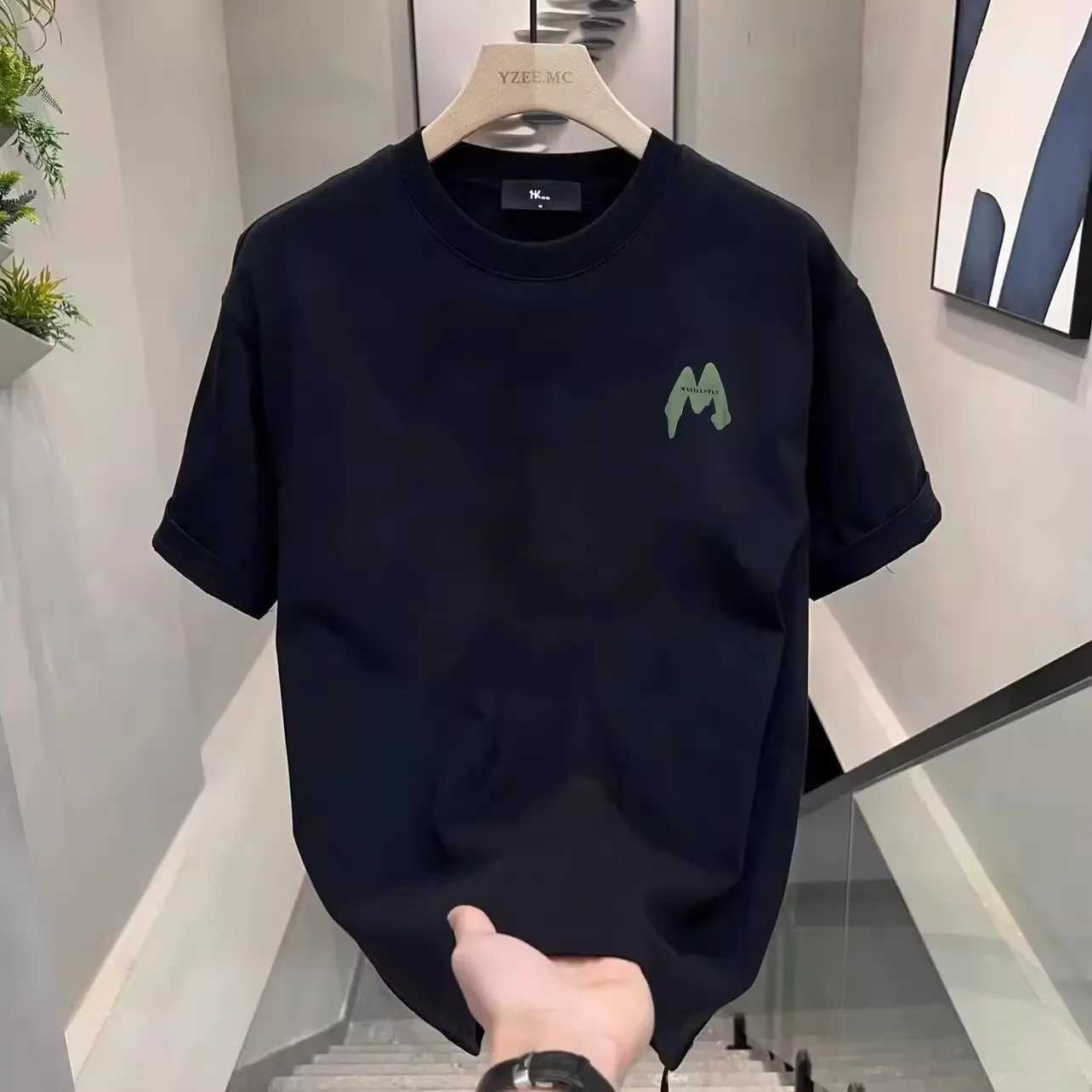 2024 Trendy Mens Casual High-end Short Sleeve T-shirt Summer Half Sleeve Pure Cotton Loose-fit Versatile TopT250319