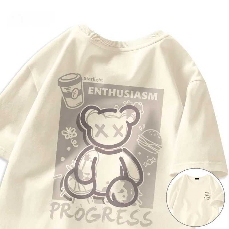 Graffiti Street Bear Retro Large Short Sleeved T-shirtT250320