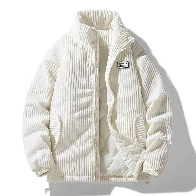 Winter Corduroy Parka jacket mens cotton pad Parkas autumn inflatable jacket mens retro mens standing neck windproof jacket W250320