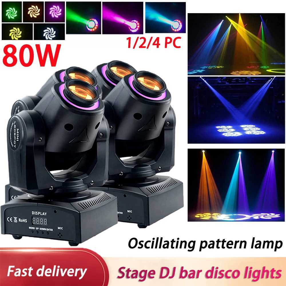 2024 New LED Light Moving Head Pattern Stage Light 1/2/4 PCS 80W Stage Dazzling Effect Club KTV Disco DJ Party Nightclub Light Z250320