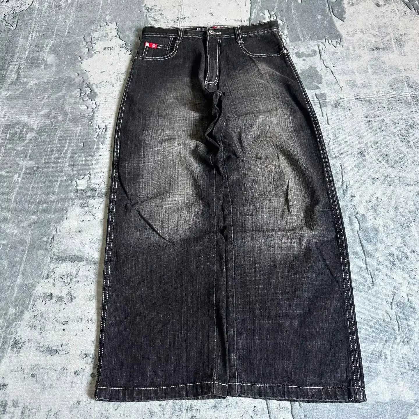 American fashion hip-hop clown oversized jeans womens street Y2K new clarity spot hot mop wide leg pants neutral loose jeansT250319