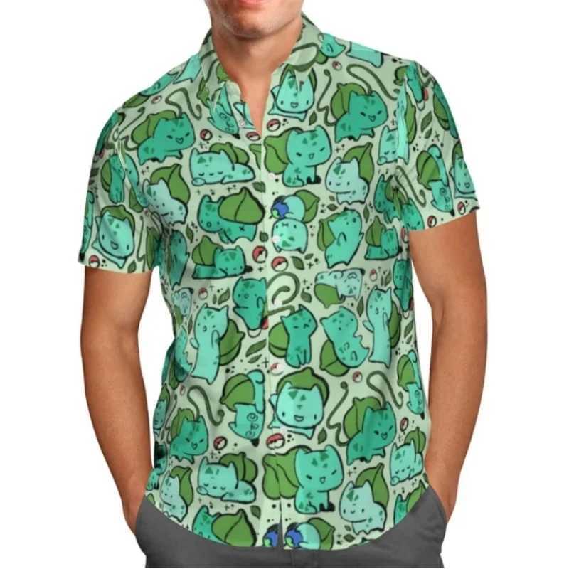 Mens Hawaiian striped shirt casual loose fit breathable beach party 3D M250320